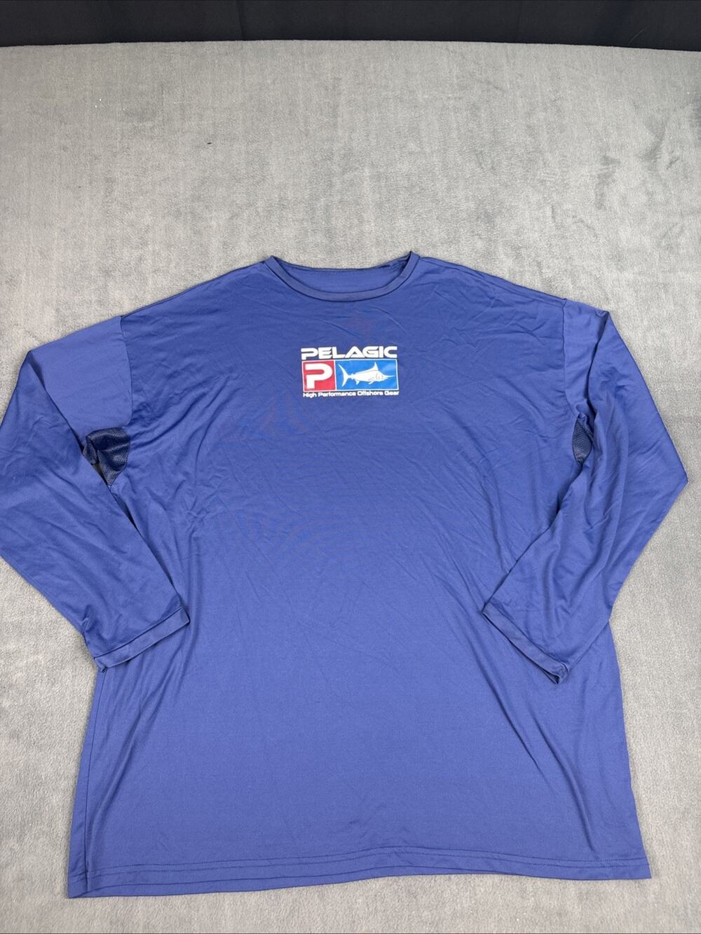 Pelagic Aquatek Shirt Mens Size 2XL Performance Offshore Gear Fishing Blue